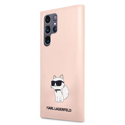 Custodia per Samsung Galaxy S23 Ultra S918, Karl Lagerfeld, Silicone Choupette, Rosa