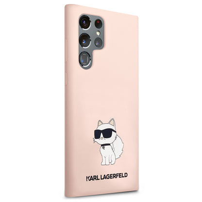 Custodia per Samsung Galaxy S23 Ultra S918, Karl Lagerfeld, Silicone Choupette, Rosa