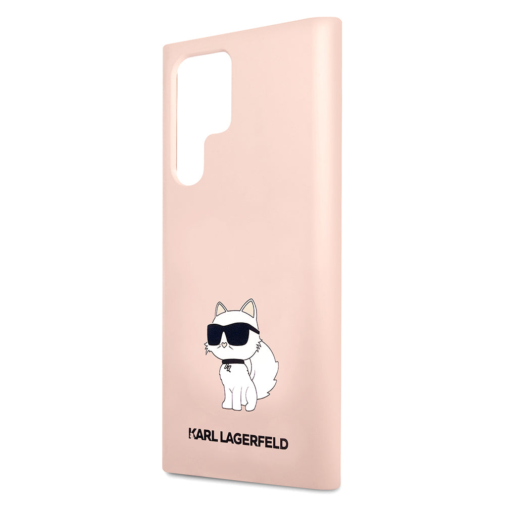 Custodia per Samsung Galaxy S23 Ultra S918, Karl Lagerfeld, Silicone Choupette, Rosa