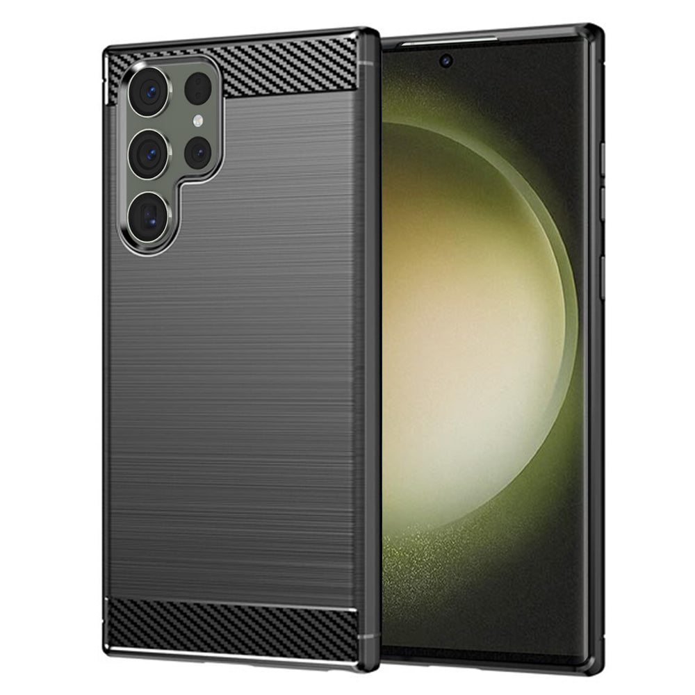 Custodia per Samsung Galaxy S23 Ultra S918, Techsuit, Carbonio, Nera
