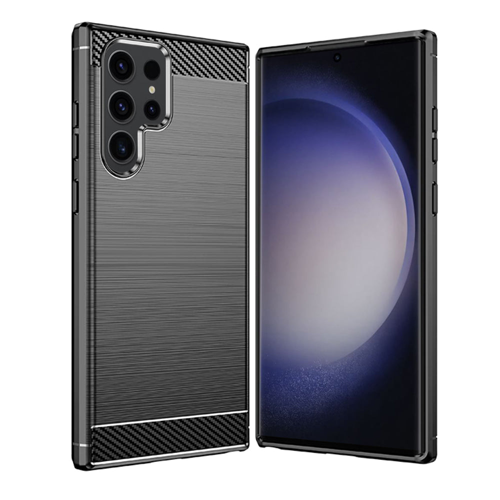 Custodia per Samsung Galaxy S23 Ultra S918, Techsuit, Carbonio, Nera