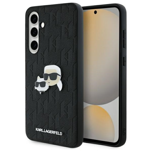 Étui pour Samsung Galaxy S24 FE S721, Karl Lagerfeld, Monogramme Karl & Têtes de Choupette, Noir