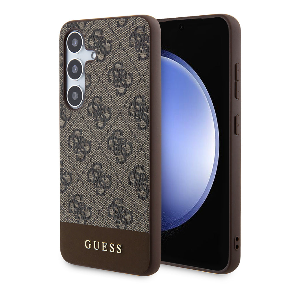 Custodia per Samsung Galaxy S24+ S926, Guess, 4G Stripe, Marrone