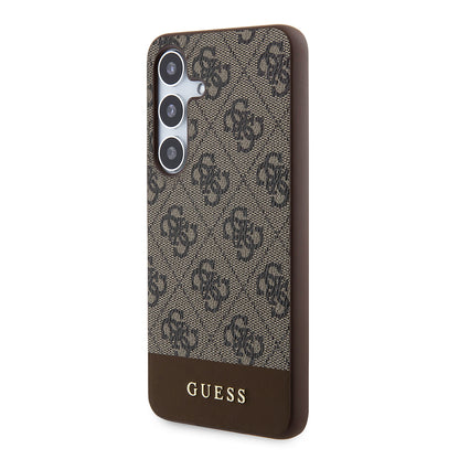 Custodia per Samsung Galaxy S24+ S926, Guess, 4G Stripe, Marrone