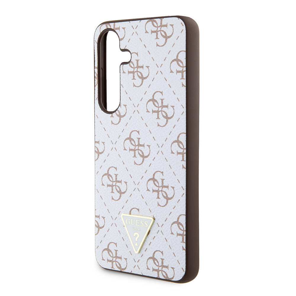 Custodia per Samsung Galaxy S24+ S926, Guess, 4G Triangle Logo, Bianca