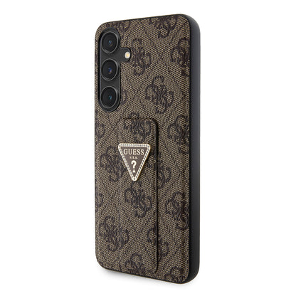 Custodia per Samsung Galaxy S24+ S926, Guess, Grip Stand 4G Triangle Strass, Marrone