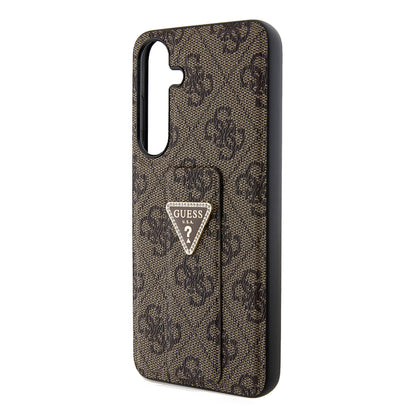 Custodia per Samsung Galaxy S24+ S926, Guess, Grip Stand 4G Triangle Strass, Marrone