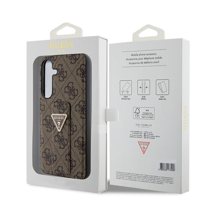 Custodia per Samsung Galaxy S24+ S926, Guess, Grip Stand 4G Triangle Strass, Marrone