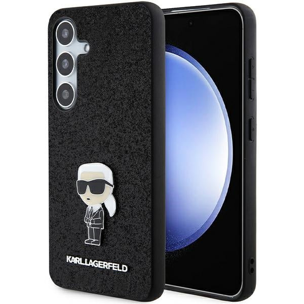 Housse pour Samsung Galaxy S24+ S926, Karl Lagerfeld, Glitter Ikonik Karl Logo, Noire