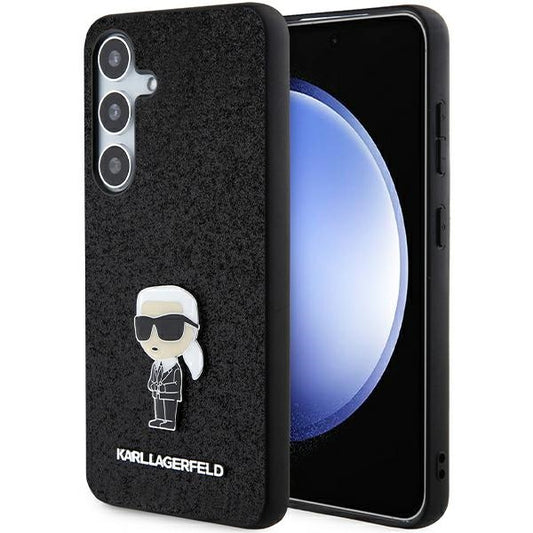 Hülle für Samsung Galaxy S24+ S926, Karl Lagerfeld, Glitter Ikonik Karl Logo, Schwarz