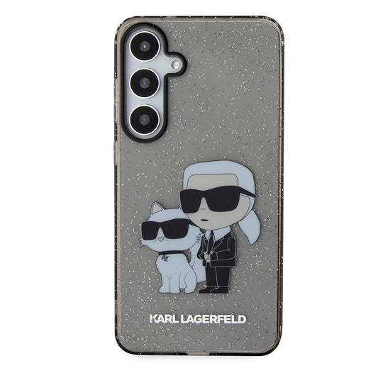 Hülle für Samsung Galaxy S24+ S926, Karl Lagerfeld, Glitter Karl & Choupette, Blau