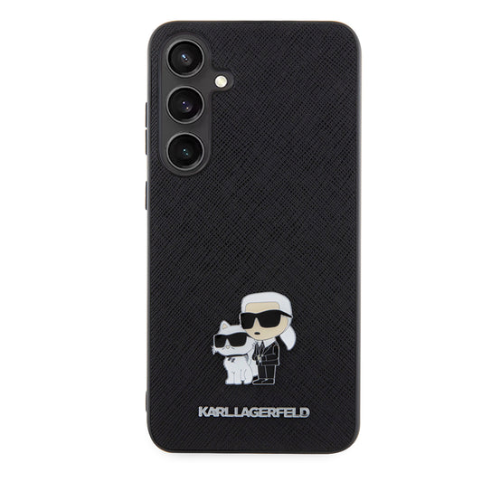 Hülle für Samsung Galaxy S24+ S926, Karl Lagerfeld, Saffiano Karl & Choupette Metal, Schwarz