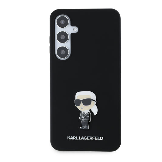 Étui pour Samsung Galaxy S24+ S926, Karl Lagerfeld, Silicone Ikonik Karl Metal, Noir