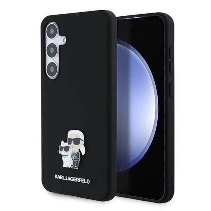 Hülle für Samsung Galaxy S24+ S926, Karl Lagerfeld, Silikon Karl & Choupette Metal, Schwarz