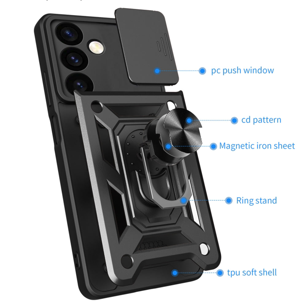 Custodia per Samsung Galaxy S24+ S926, Techsuit, CamShield, Nera