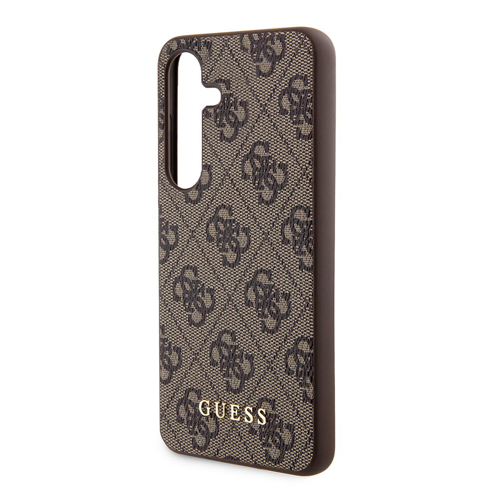 Étui pour Samsung Galaxy S24 S921, Guess, Logo Or Métal 4G, Marron