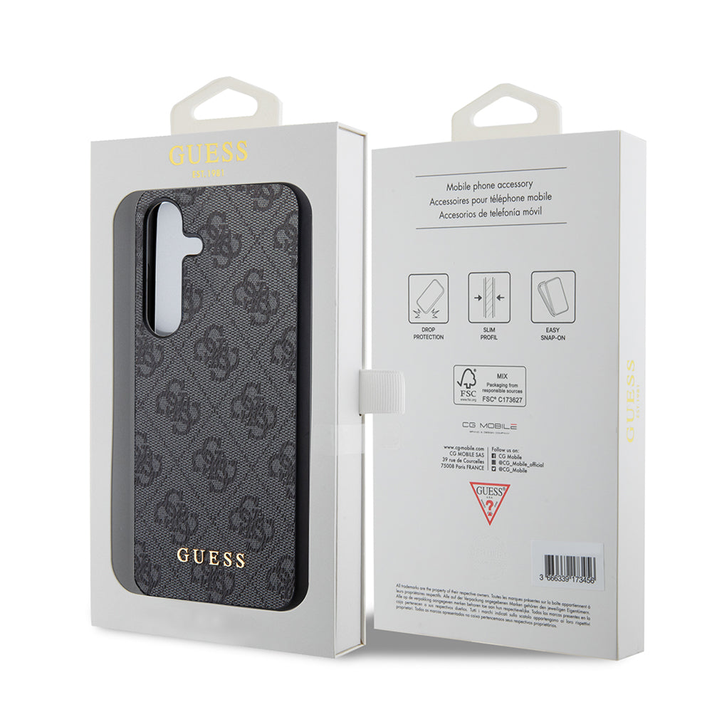 Custodia per Samsung Galaxy S24 S921, Guess, 4G Metal Gold Logo, Nera