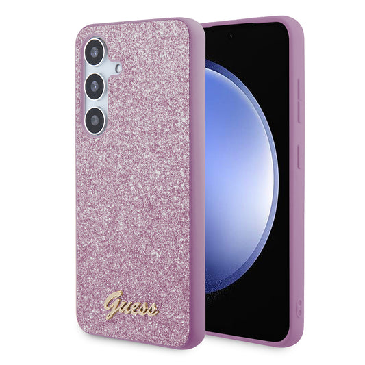 Étui pour Samsung Galaxy S24 S921, Guess, Glitter Script, Violet
