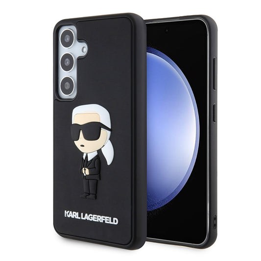 Étui pour Samsung Galaxy S24 S921, Karl Lagerfeld, 3D Rubber Ikonik Karl, Noir.