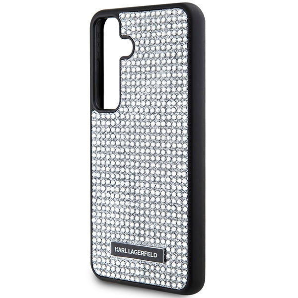 Custodia per Samsung Galaxy S24 S921, Karl Lagerfeld, Rhinestone Metal Plate, Argento