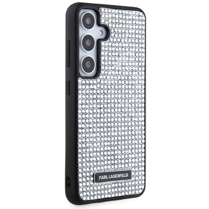 Custodia per Samsung Galaxy S24 S921, Karl Lagerfeld, Rhinestone Metal Plate, Argento