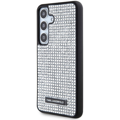 Custodia per Samsung Galaxy S24 S921, Karl Lagerfeld, Rhinestone Metal Plate, Argento