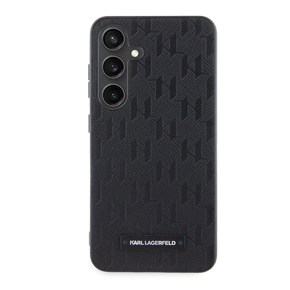 Hülle für Samsung Galaxy S24 S921, Karl Lagerfeld, Saffiano Mono Metal Logo, Schwarz