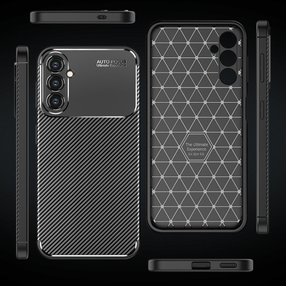 Custodia per Samsung Galaxy S24 S921, Techsuit, CarbonFiber, Nera