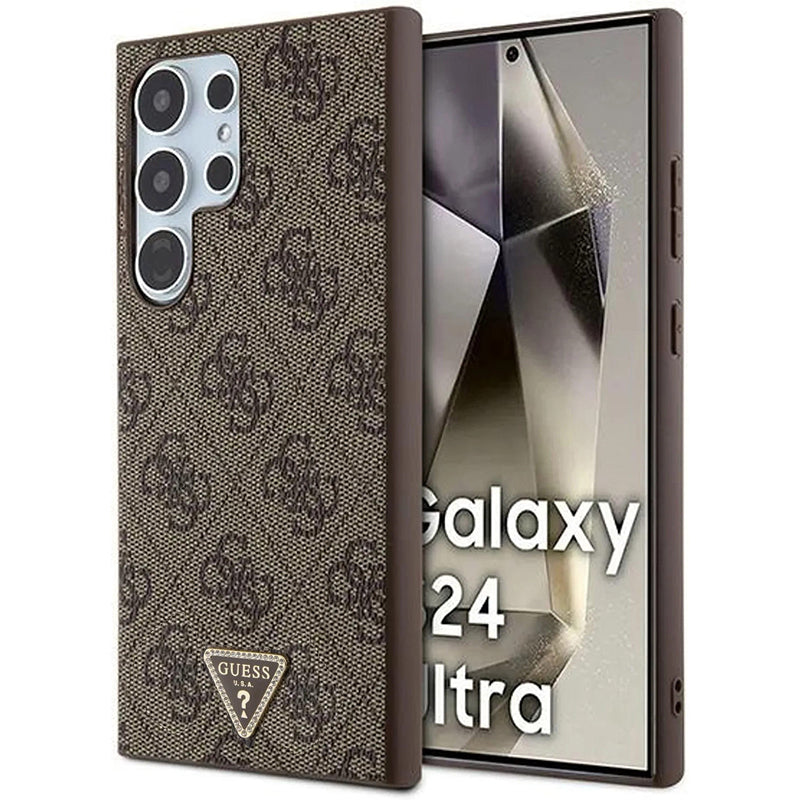 Custodia per Samsung Galaxy S24 Ultra S928, Guess, 4G Triangle Strass, Marrone
