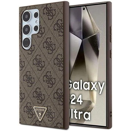 Étui pour Samsung Galaxy S24 Ultra S928, Guess, 4G Triangle Strass, Marron