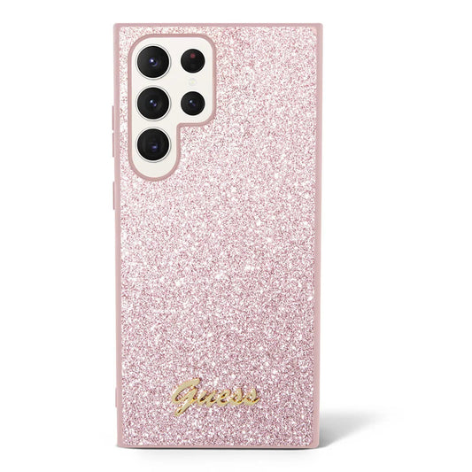Étui pour Samsung Galaxy S24 Ultra S928, Guess, Glitter Script, Rose