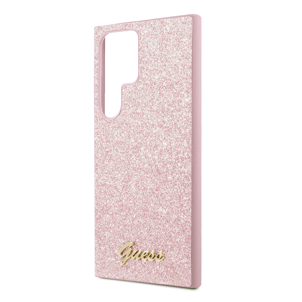 Étui pour Samsung Galaxy S24 Ultra S928, Guess, Glitter Script, Rose