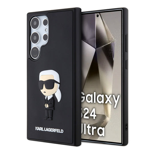 Étui pour Samsung Galaxy S24 Ultra S928, Karl Lagerfeld, 3D Rubber Ikonik Karl, Noir