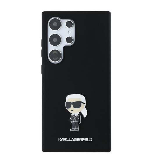 Étui pour Samsung Galaxy S24 Ultra S928, Karl Lagerfeld, Silicone Ikonik Karl, Noir