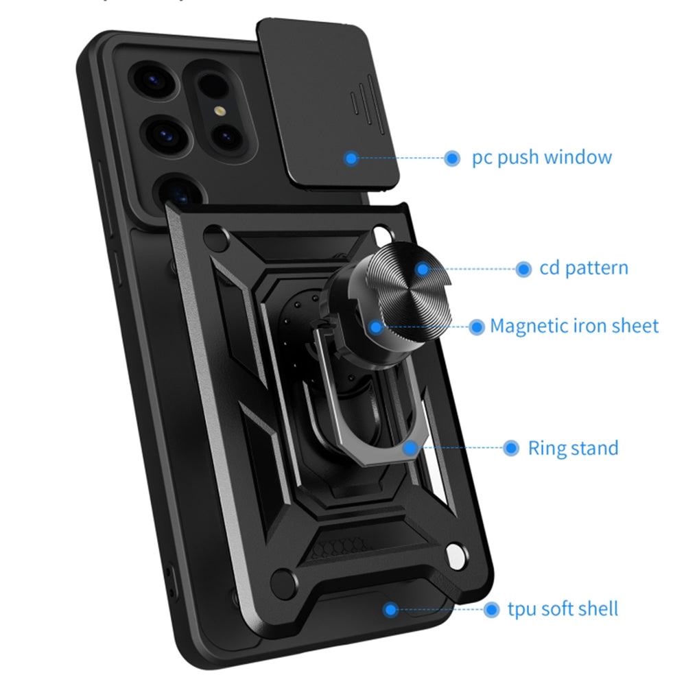 Coque pour Samsung Galaxy S24 Ultra S928, Techsuit, CamShield, Noire