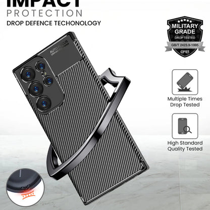 Custodia per Samsung Galaxy S24 Ultra S928, Techsuit, CarbonFiber, Nera