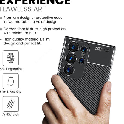 Custodia per Samsung Galaxy S24 Ultra S928, Techsuit, CarbonFiber, Nera