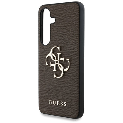 Custodia per Samsung Galaxy S25+ S936, Guess, 4G Grained Big and Classic Logo, Marrone