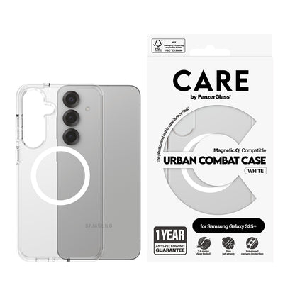 Hülle für Samsung Galaxy S25+ S936, PanzerGlass, Care Urban Combat, Transparent Weiß