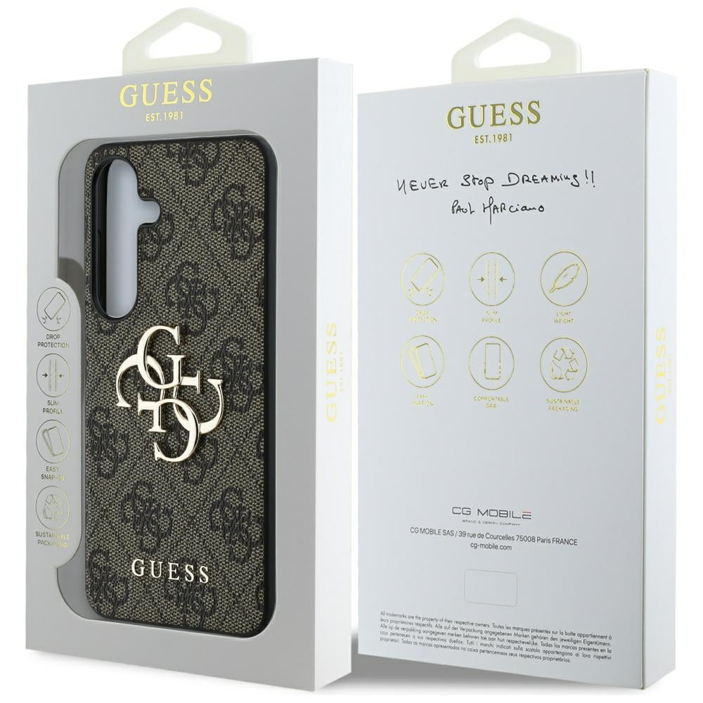 Étui pour Samsung Galaxy S25 S931, Guess, 4G Big Logo, Marron