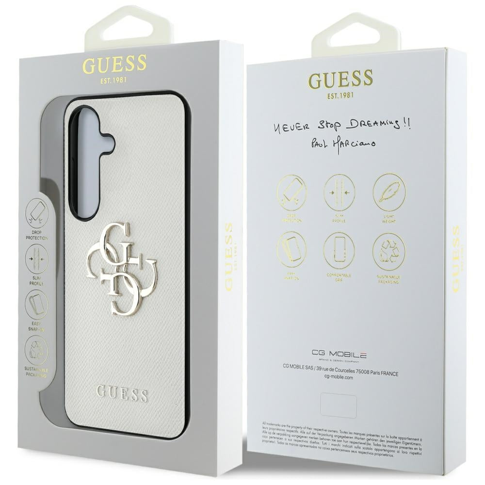 Étui pour Samsung Galaxy S25 S931, Guess, 4G Grained Big and Classic Logo, Beige