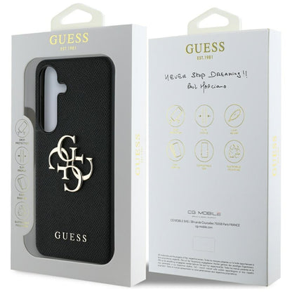 Custodia per Samsung Galaxy S25 S931, Guess, 4G Grained Big and Classic Logo, Nera