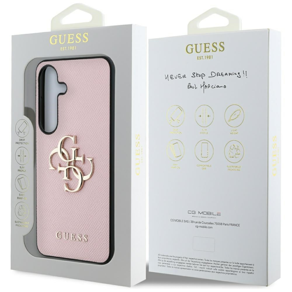 Étui pour Samsung Galaxy S25 S931, Guess, 4G Grained Big and Classic Logo, Rose