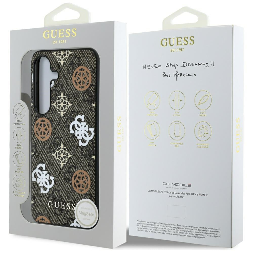Étui pour Samsung Galaxy S25 S931, Guess, 4G Peony, Marron