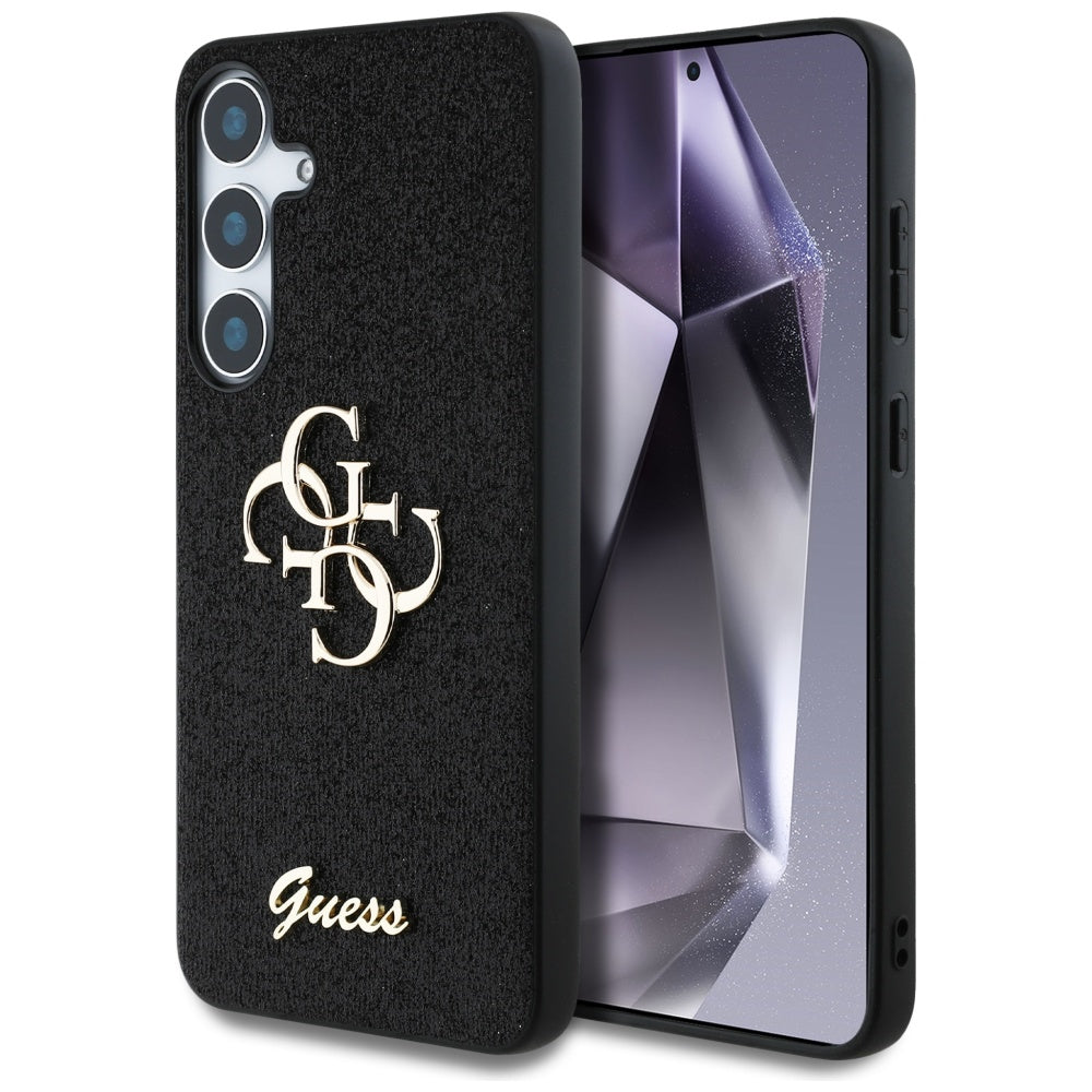 Custodia per Samsung Galaxy S25 S931, Guess, Glitter Big 4G Script, Nera