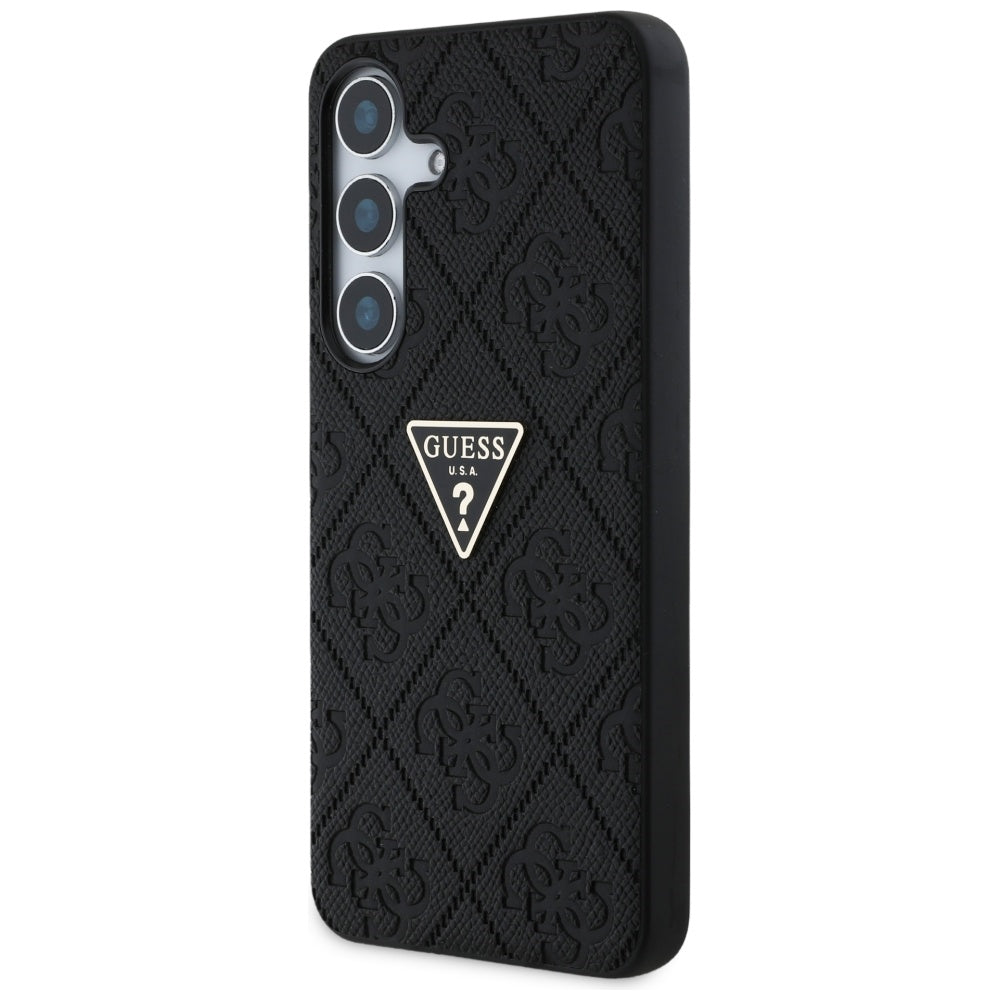 Custodia per Samsung Galaxy S25 S931, Guess, Grained Hot Stamp 4G Triangle, Nera
