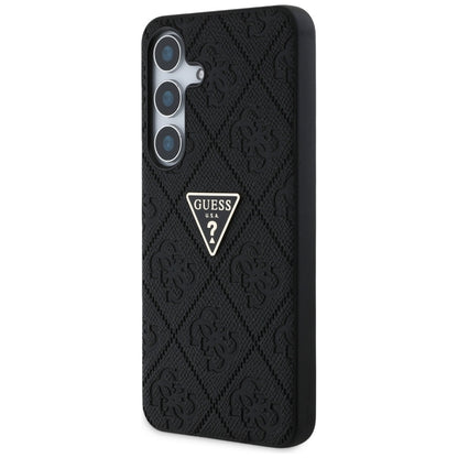 Custodia per Samsung Galaxy S25 S931, Guess, Grained Hot Stamp 4G Triangle, Nera