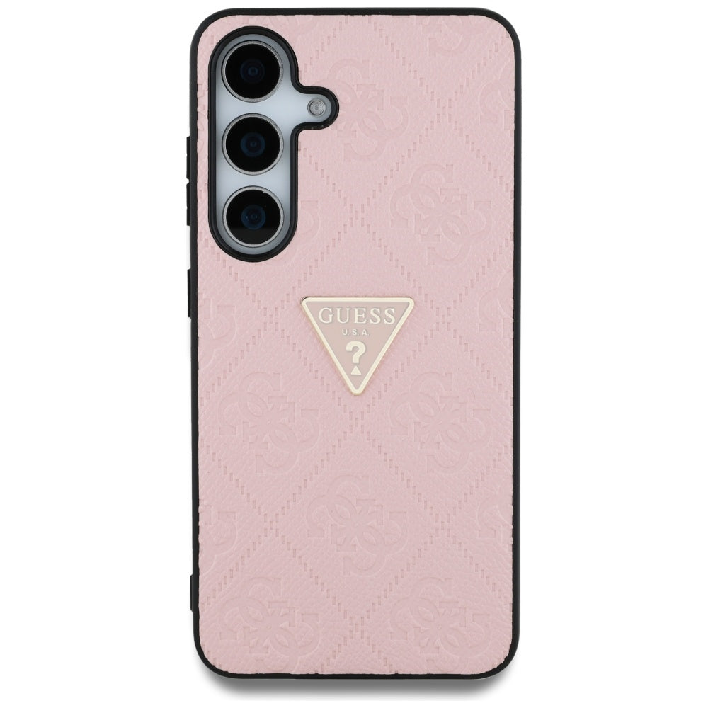Custodia per Samsung Galaxy S25 S931, Guess, Grained Hot Stamp 4G Triangle, Rosa