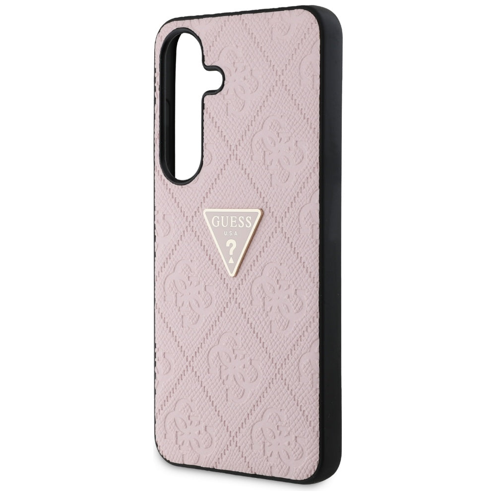 Custodia per Samsung Galaxy S25 S931, Guess, Grained Hot Stamp 4G Triangle, Rosa