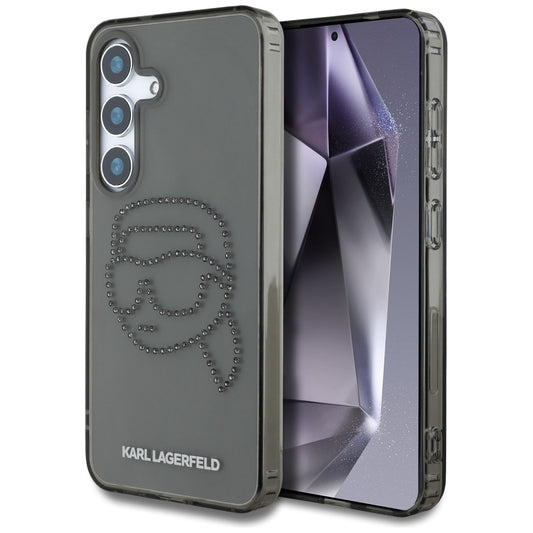 Hülle für Samsung Galaxy S25 S931, Karl Lagerfeld, IML Rhinestones Karl's Head, Schwarz
